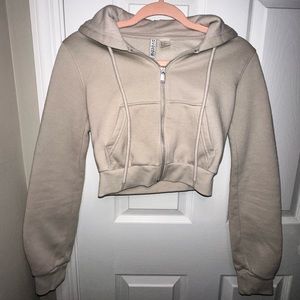 H&M Cropped Sweater Hoodie Nude|Sand|Tan